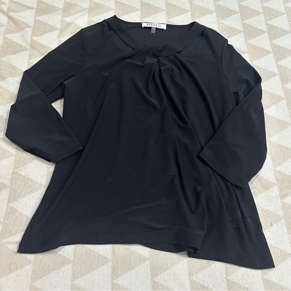 Kasper black twist neck stretch blouse - Picture 2 of 4